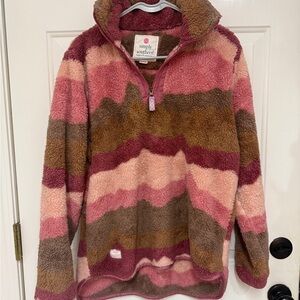 Simply Southern Pink and Brown Fleece Pullover